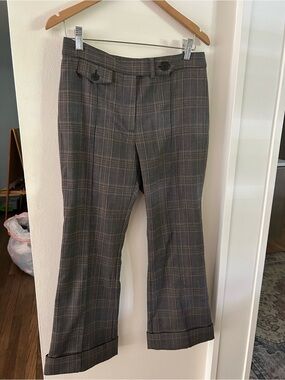 Derek Lam Lo Crosby Gray Cropped Plaid Dress Pants